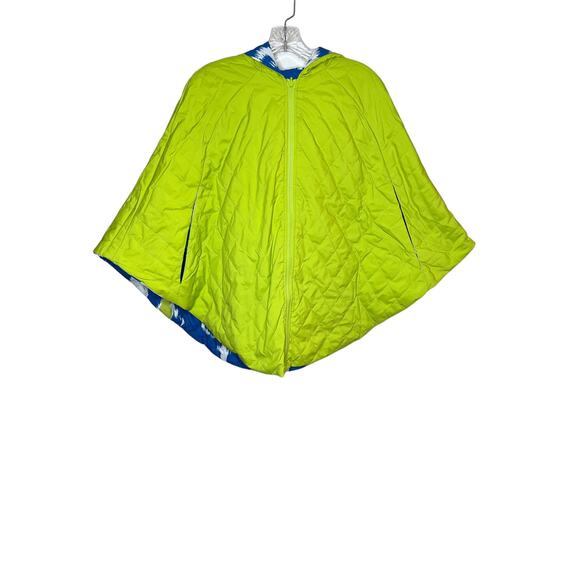 Curations Reversible Hooded Poncho Cape Jacket  M/L Blue - Picture 3 of 10